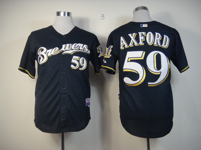 Men Milwaukee Brewers 59 Axford Blue MLB Jerseys